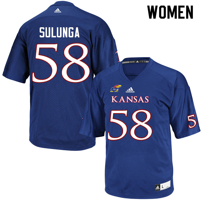 Women #58 Nahe Sulunga Kansas Jayhawks College Football Jerseys Sale-Royal